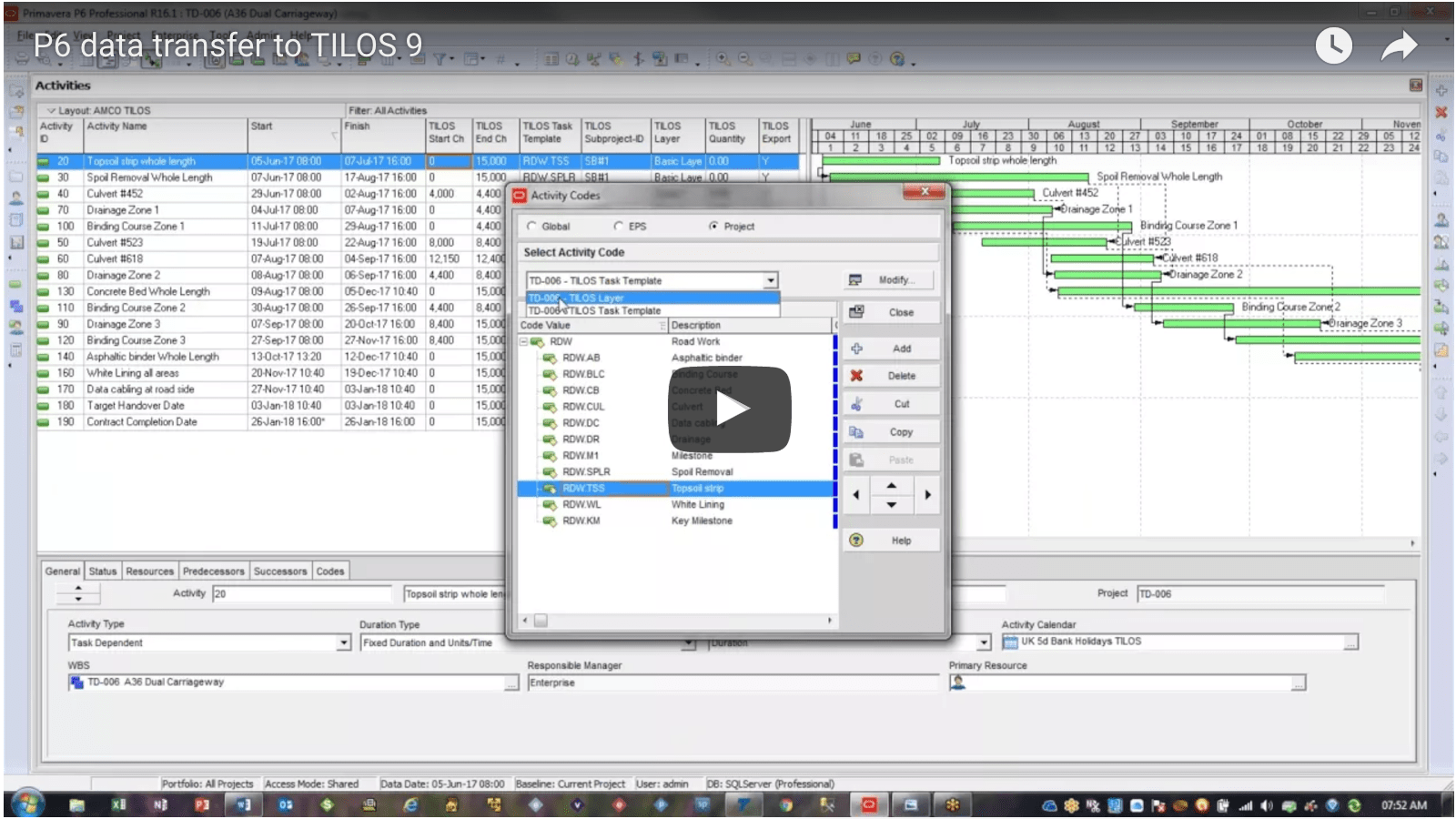 TILOS Linear Software: P6 import.